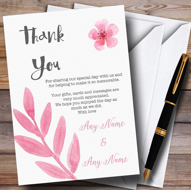Watercolour Subtle Dusty Pink Customised Wedding Thank You Cards