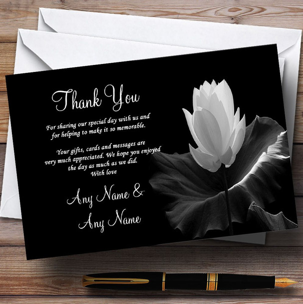 Beautiful Black White Flower Customised Wedding Thank You Cards