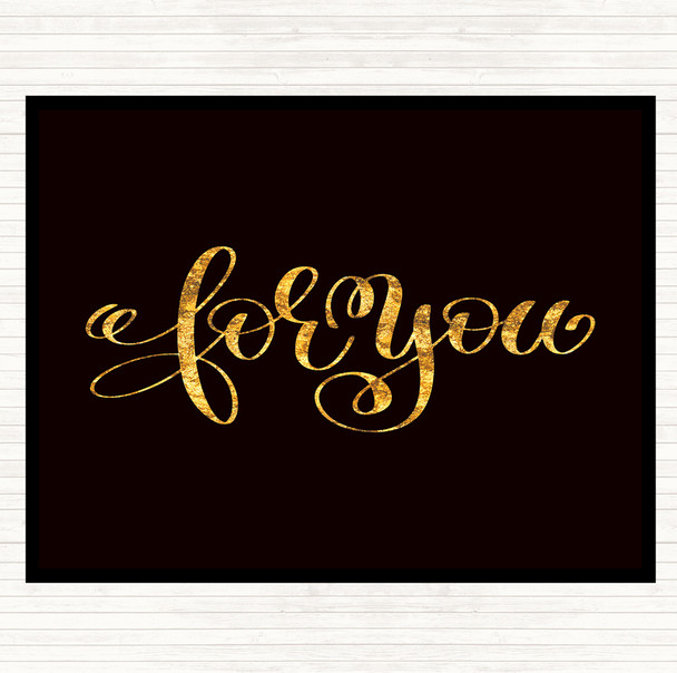 Black Gold Christmas For You Quote Placemat