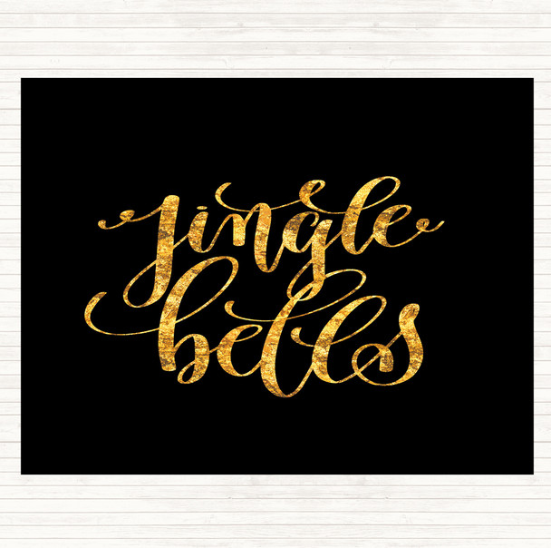 Black Gold Christmas Jingle Bells Quote Placemat