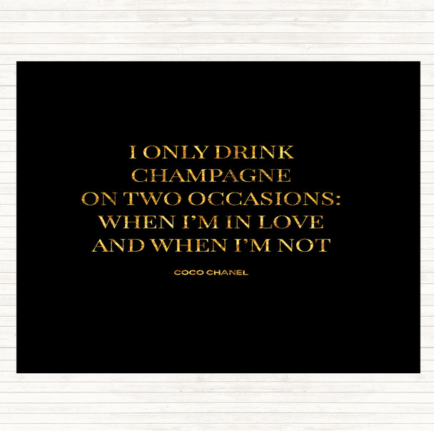 Black Gold Coco Chanel Champagne Quote Placemat