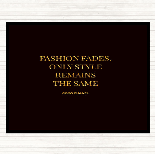 Black Gold Coco Chanel Fashion Fades Quote Placemat