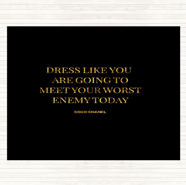 Black Gold Coco Chanel Worst Enemy Quote Placemat