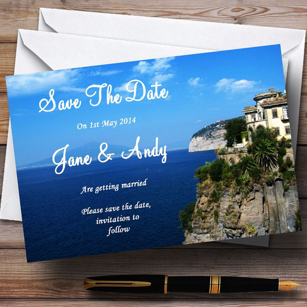 Jetting Off Abroad Sorrento Italy Customised Wedding Save The Date Cards