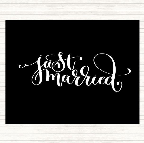 Black White Just Married Swirl Quote Placemat