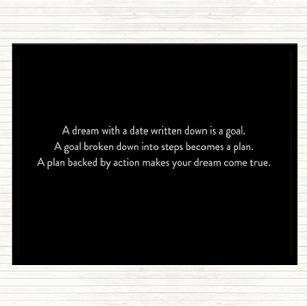 Black White A Plan Backed By Action Makes Dreams Come True Quote Placemat