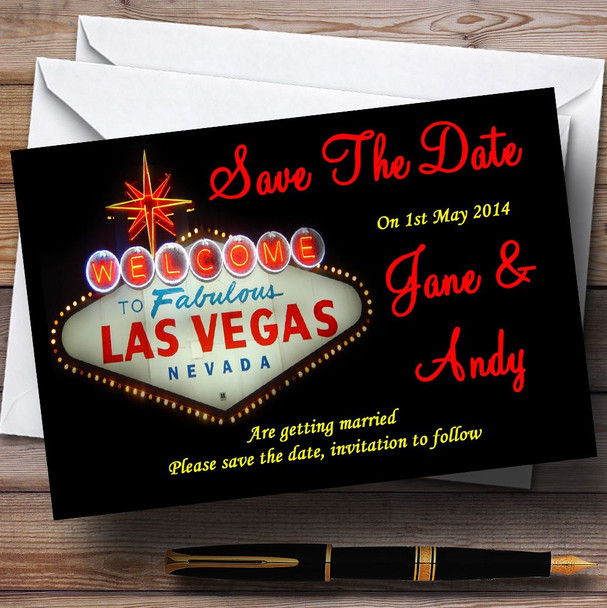 Las Vegas Sign Fabulous Customised Wedding Save The Date Cards