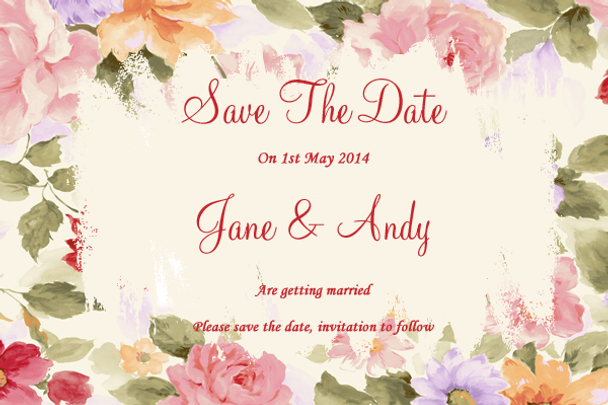 Vintage Garden Floral Customised Wedding Save The Date Cards