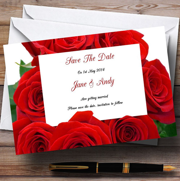 Red Rose Love Letter Customised Wedding Save The Date Cards