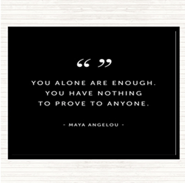Black White You Alone Quote Placemat