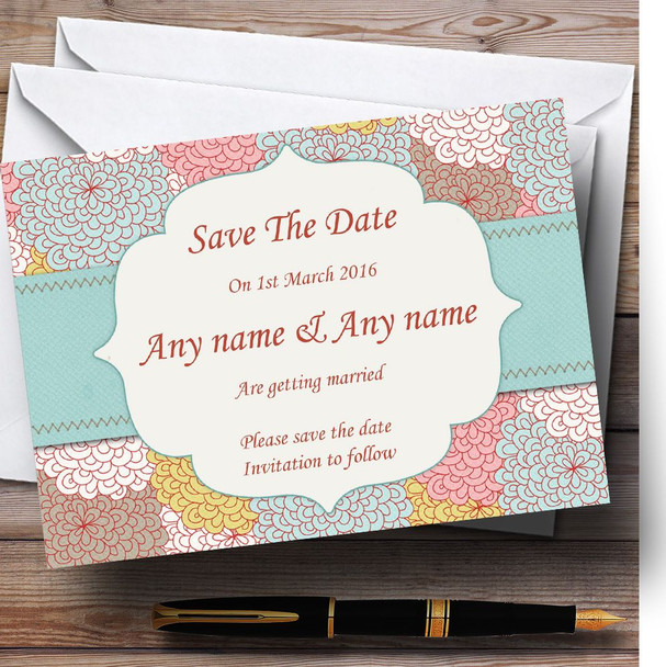 Vintage Flowers Deco Customised Wedding Save The Date Cards