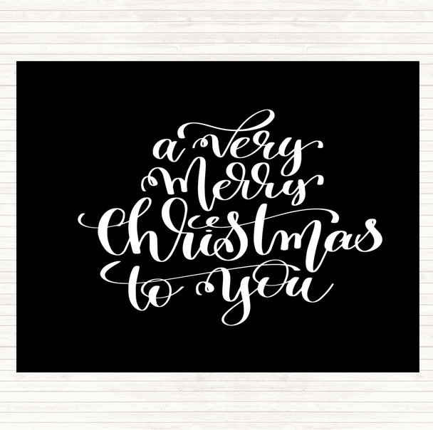 Black White Christmas A Very Merry Xmas Quote Placemat