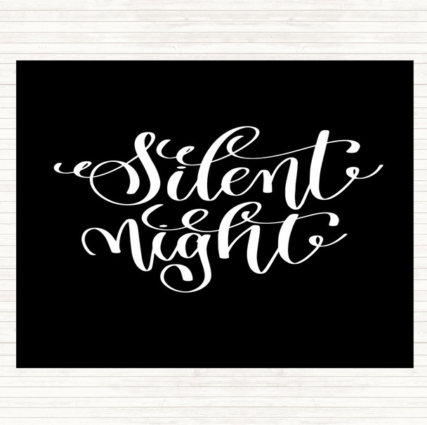Black White Christmas Silent Night Quote Placemat
