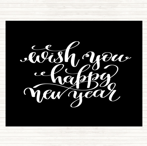 Black White Christmas Wish Happy New Year Quote Placemat