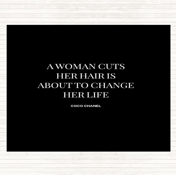 Black White Coco Chanel Cut Hair Quote Placemat