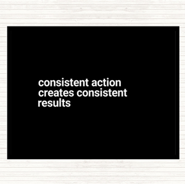 Black White Consistent Action Creates Consistent Results Quote Placemat