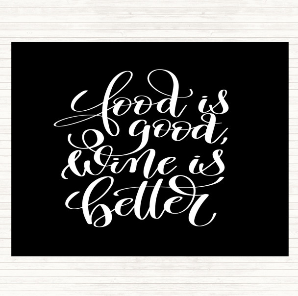 Black White Food Good Wine Better Quote Placemat