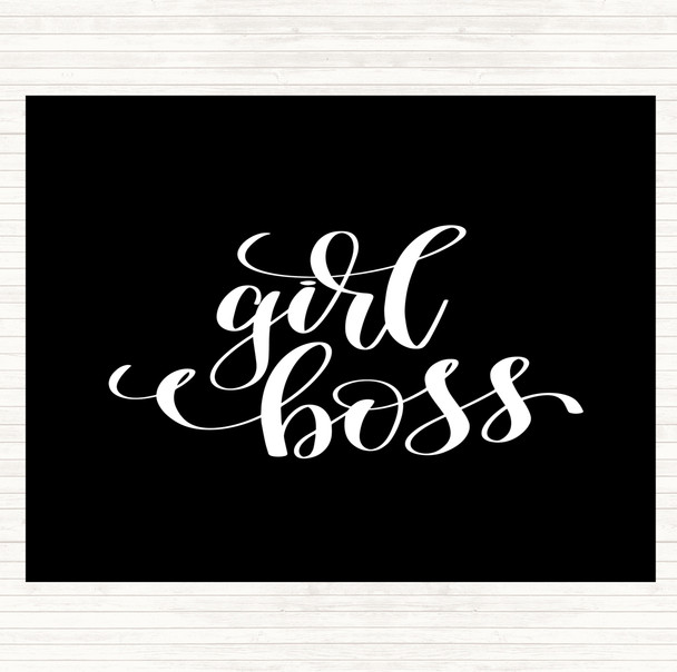 Black White Girl Boss Swirl Quote Placemat