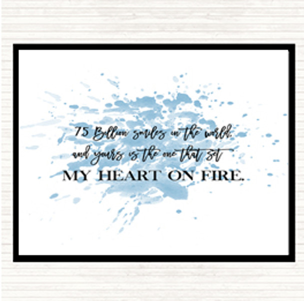 Blue White Heart On Fire Inspirational Quote Placemat