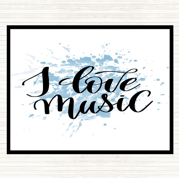 Blue White I Love Music Inspirational Quote Placemat