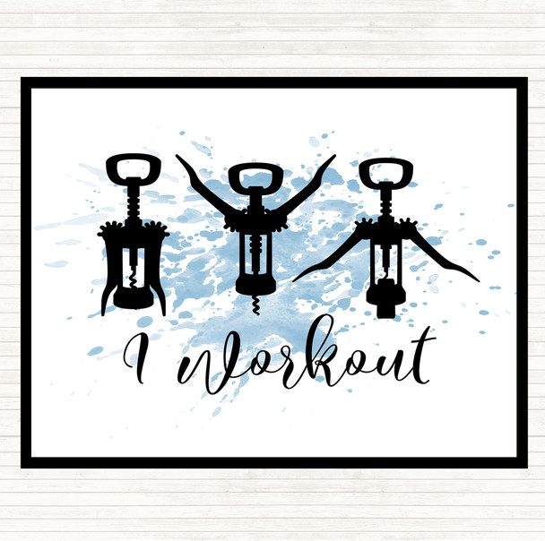 Blue White I Workout Inspirational Quote Placemat