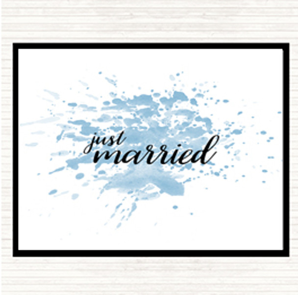 Blue White Just Married Inspirational Quote Placemat