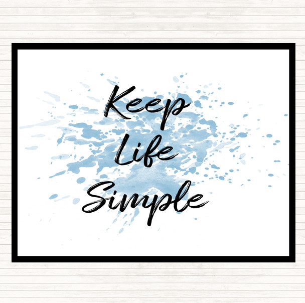 Blue White Keep Life Inspirational Quote Placemat