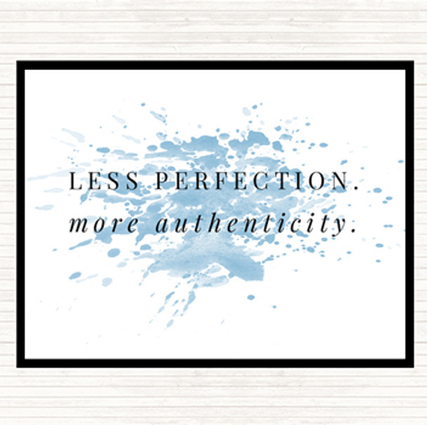 Blue White Less Perfection Inspirational Quote Placemat