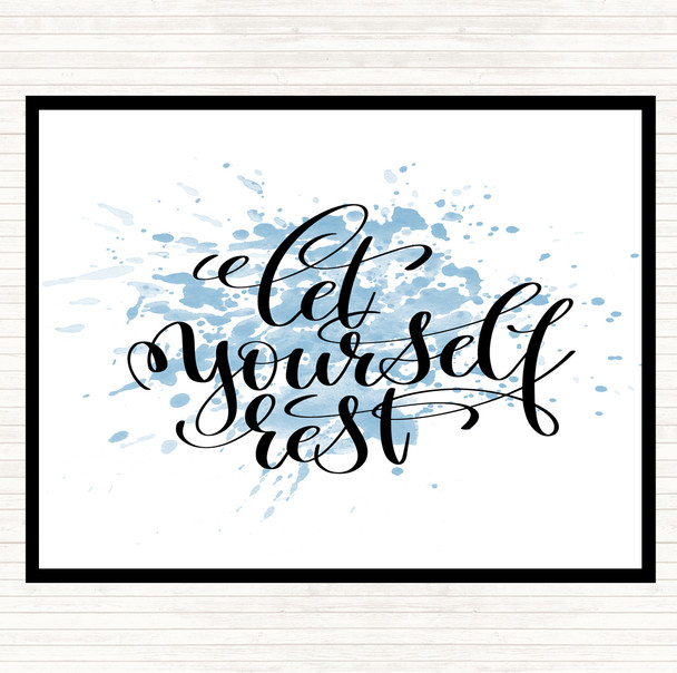Blue White Let Yourself Rest Inspirational Quote Placemat