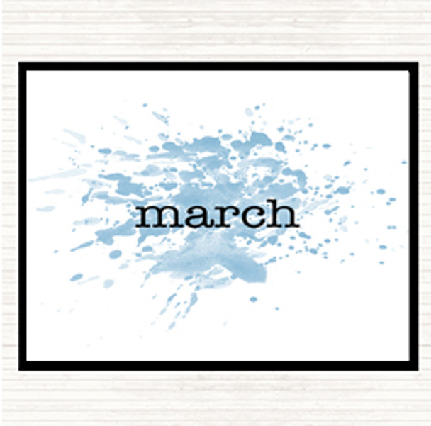 Blue White March Inspirational Quote Placemat