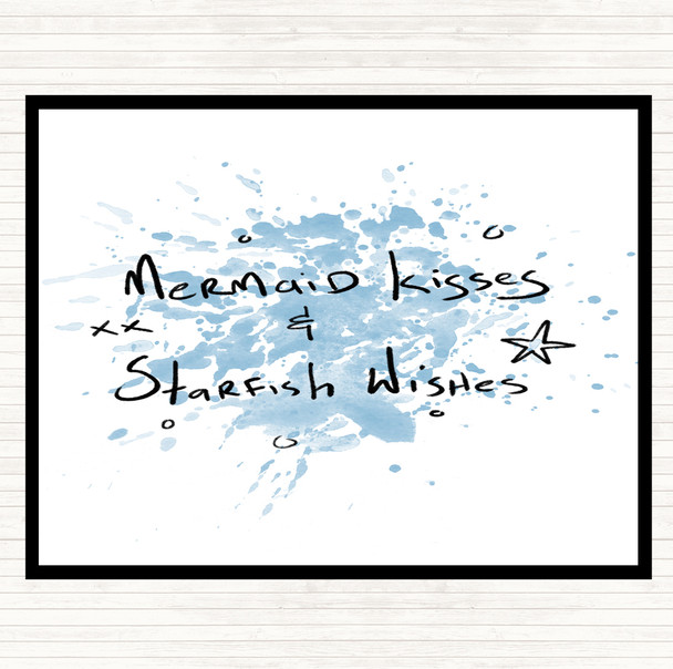 Blue White Mermaid Kisses Inspirational Quote Placemat