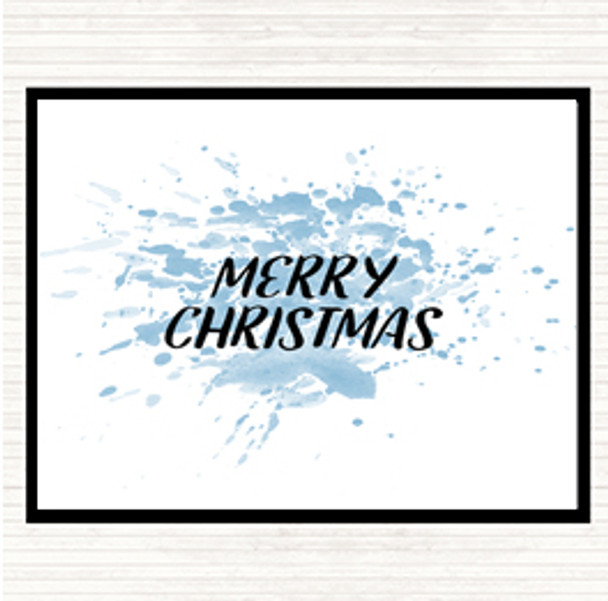 Blue White Merry Christmas Inspirational Quote Placemat
