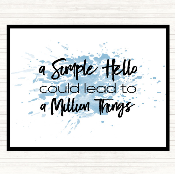 Blue White A Simple Hello Inspirational Quote Placemat