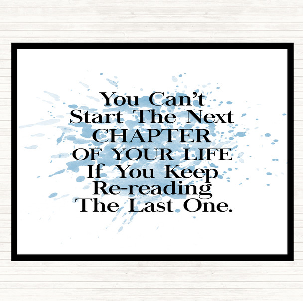 Blue White Next Chapter Inspirational Quote Placemat