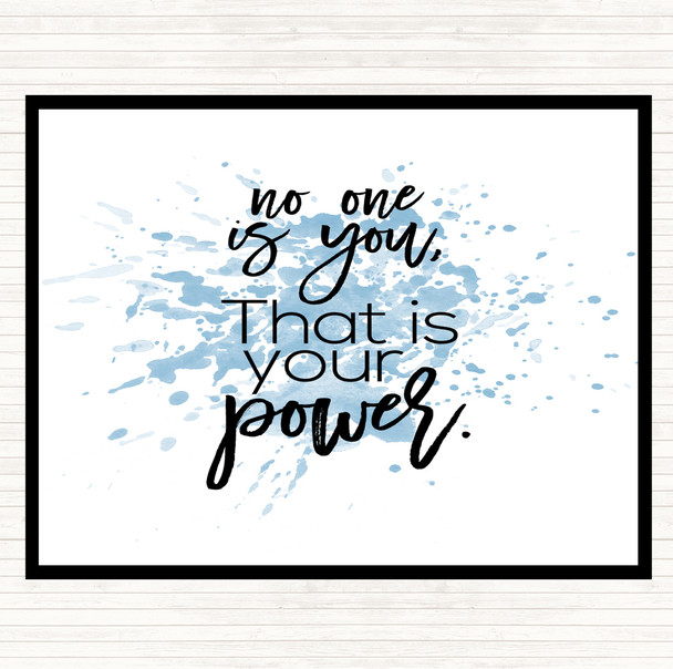 Blue White No One Is You Inspirational Quote Placemat