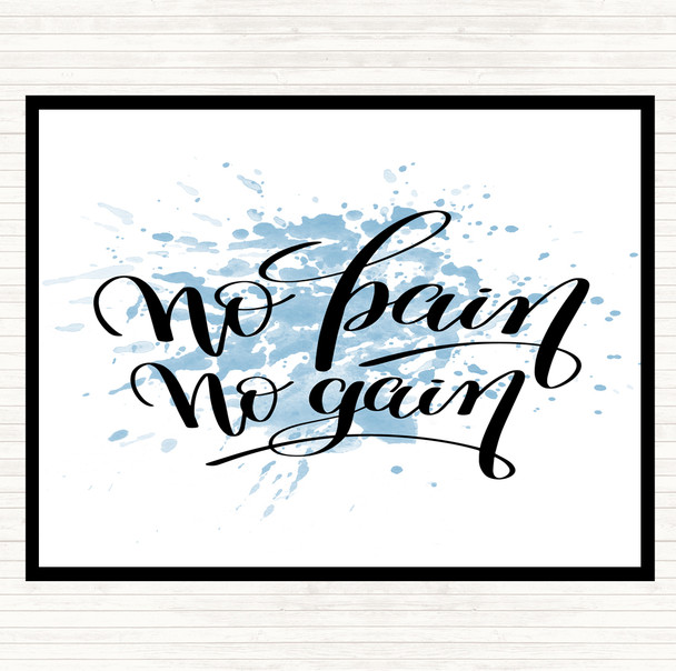 Blue White No Pain No Gain Inspirational Quote Placemat