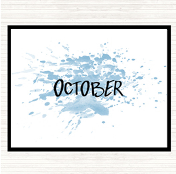 Blue White October Inspirational Quote Placemat