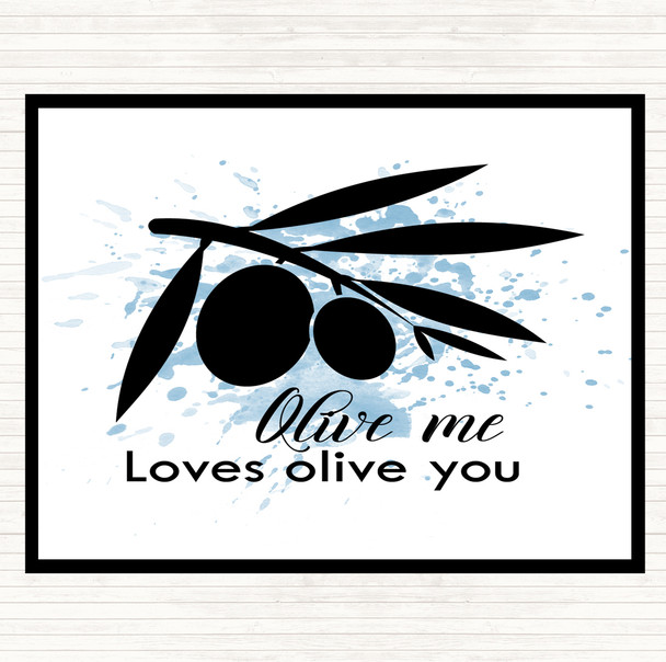 Blue White Olive Me Loves Olive You Inspirational Quote Placemat