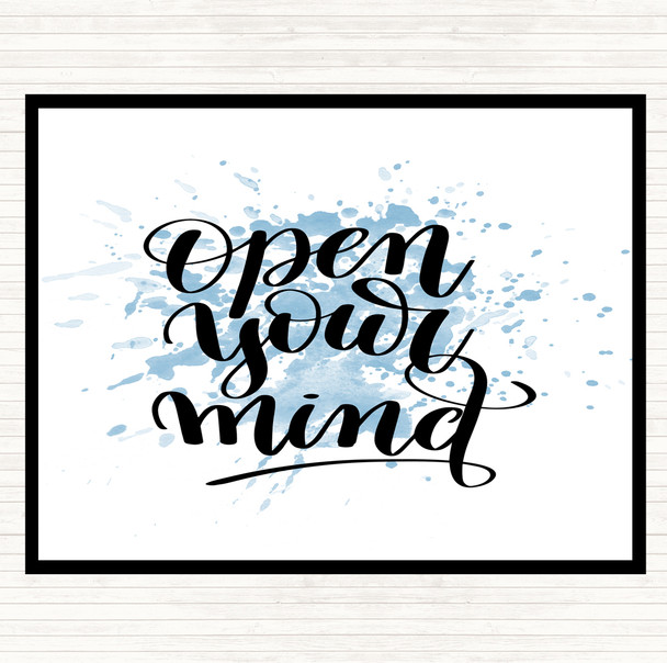 Blue White Open Your Mind Inspirational Quote Placemat