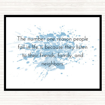 Blue White Reason People Fail Inspirational Quote Placemat