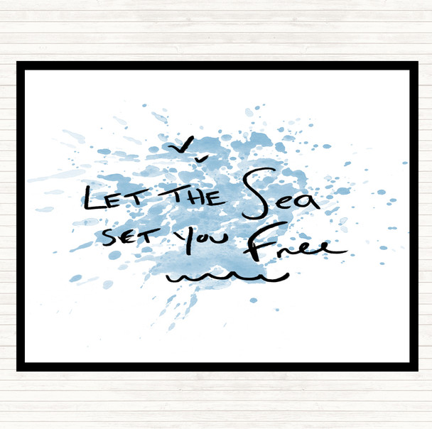 Blue White Sea Set Free Inspirational Quote Placemat