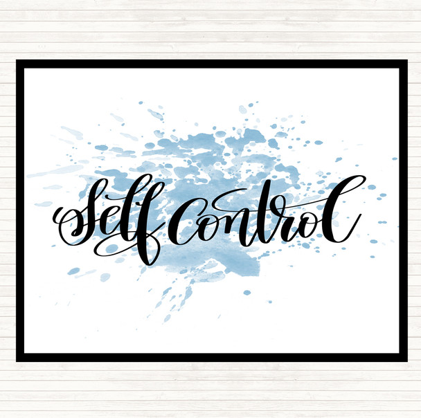 Blue White Self Control Inspirational Quote Placemat