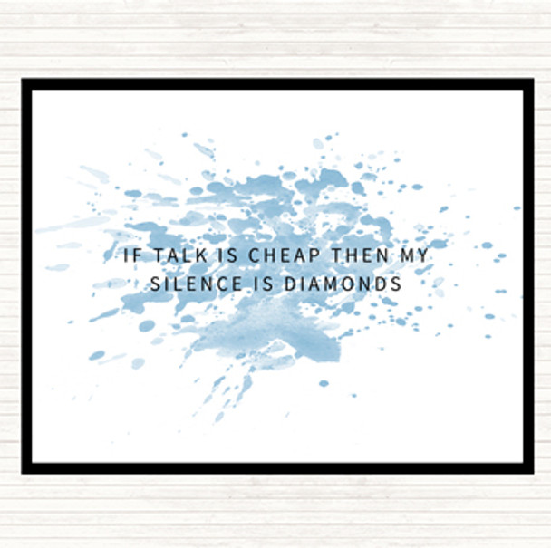 Blue White Silence Is Diamonds Inspirational Quote Placemat