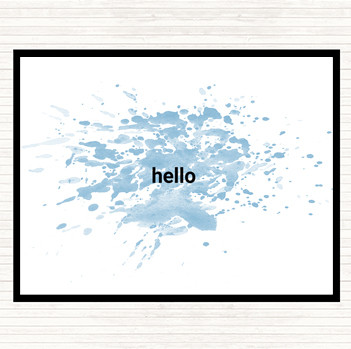 Blue White Small Hello Inspirational Quote Placemat