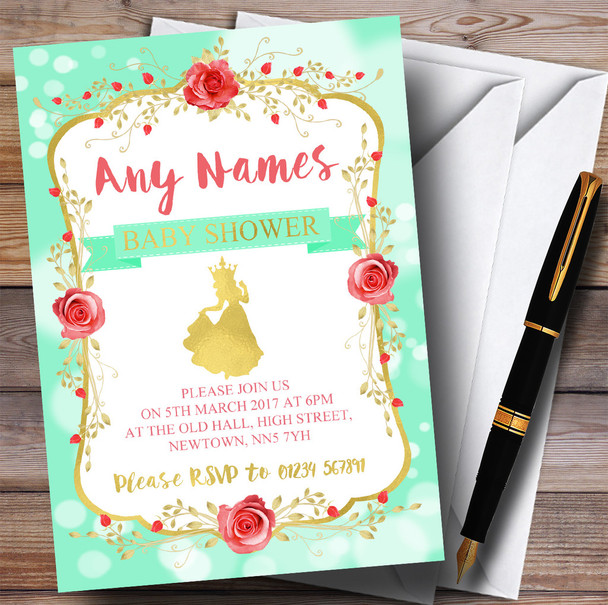 Green Princess Invitations Baby Shower Invitations