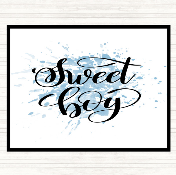 Blue White Sweet Boy Inspirational Quote Placemat