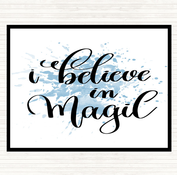 Blue White Believe In Magic Inspirational Quote Placemat