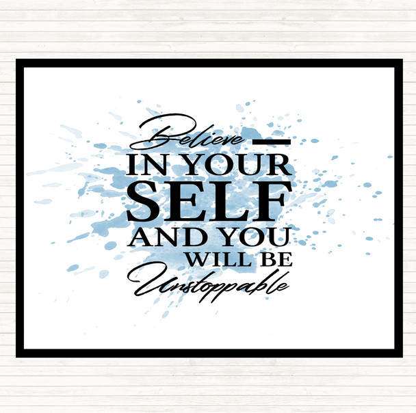 Blue White Believe In Yourself Inspirational Quote Placemat