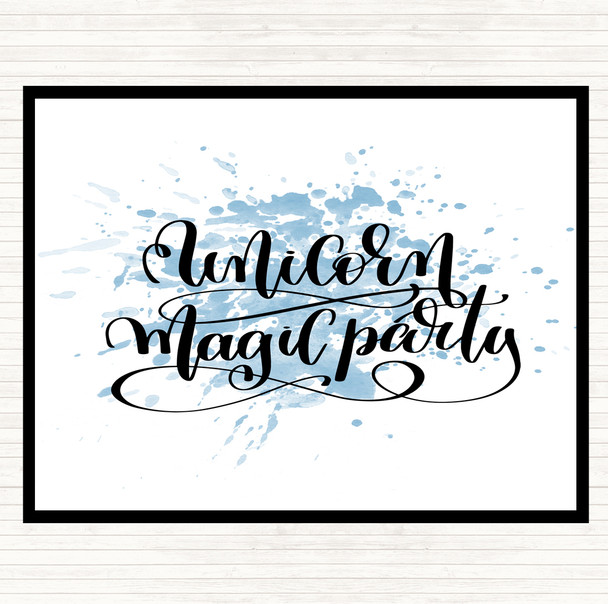 Blue White Unicorn Party Inspirational Quote Placemat