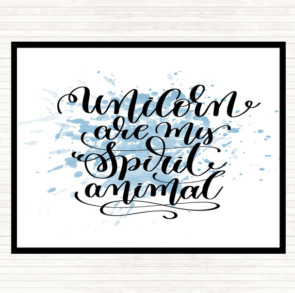 Blue White Unicorn Spirit Animal Inspirational Quote Placemat
